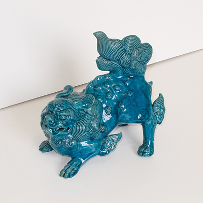 Turquoise glazed pottery lion dog, China, 19th century