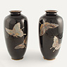 A pair of cloisonn&eacute; enamel vases, in the style of Hayashi Kodenji, Japan, Meiji Period, early 20th century [thumbnail]