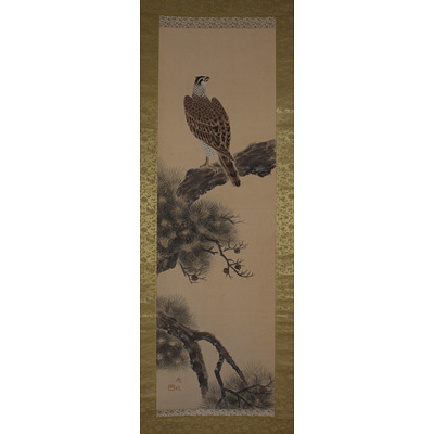 Hanging scroll painting of a hawk, by Yoyu, Japan, 